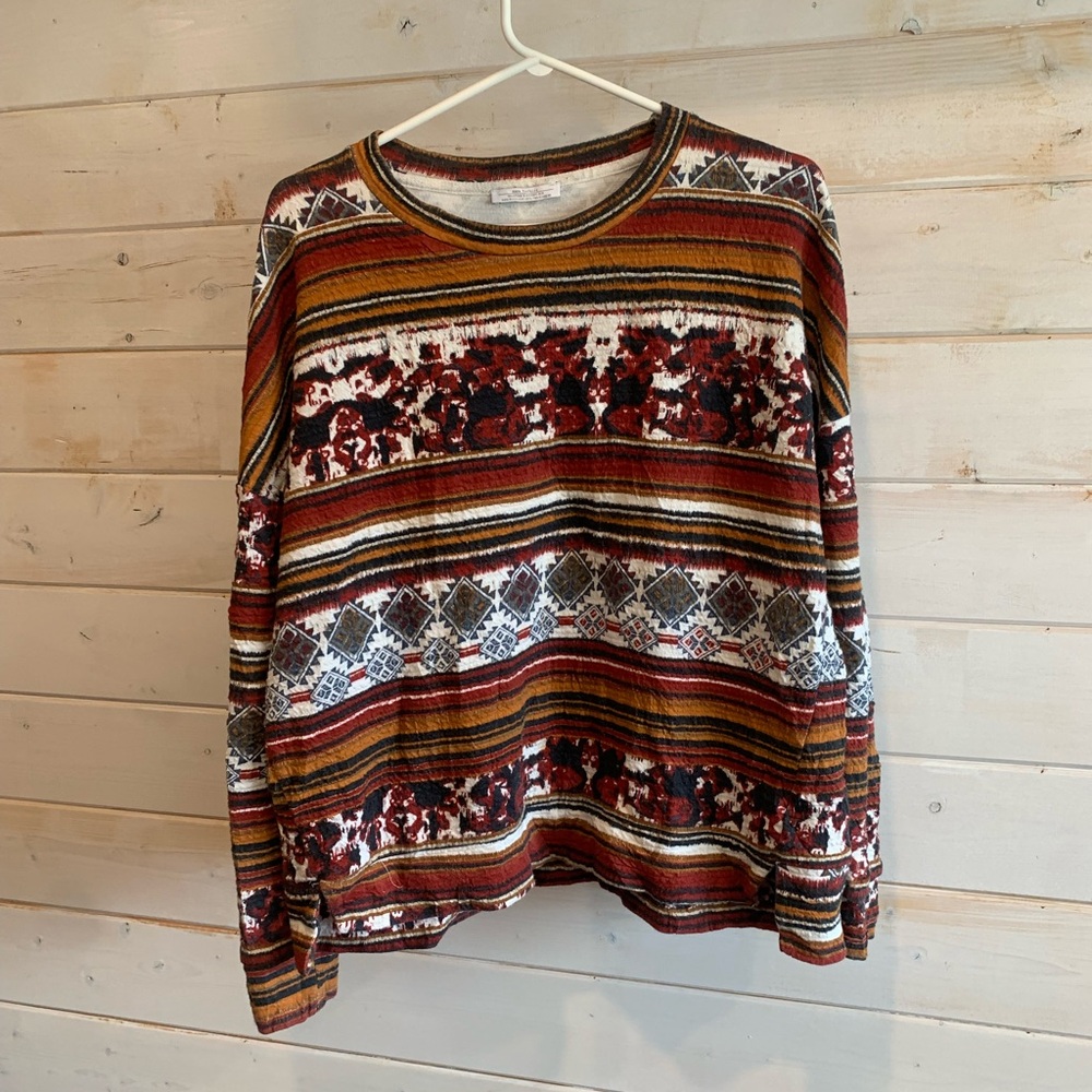 Zara | Trafaluc Tribal Design Textured Sweater - Picture 2 of 8